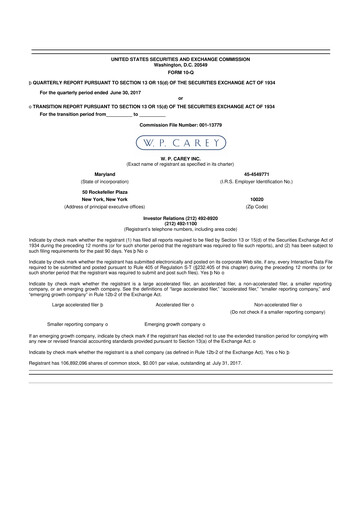 Thumbnail W. P. Carey 10-Q Quarterly Report FY2017 