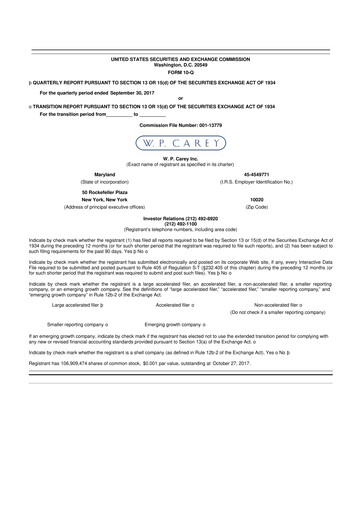 Thumbnail W. P. Carey 10-Q Quarterly Report FY2017 