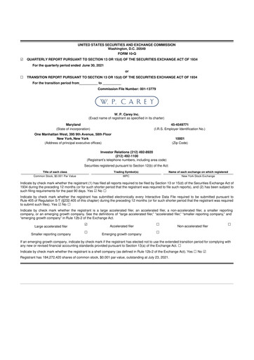 Thumbnail W. P. Carey 10-Q Quarterly Report FY2021 