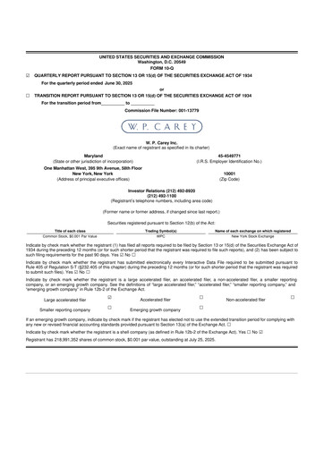 Thumbnail W. P. Carey 10-Q Quarterly Report FY2025 