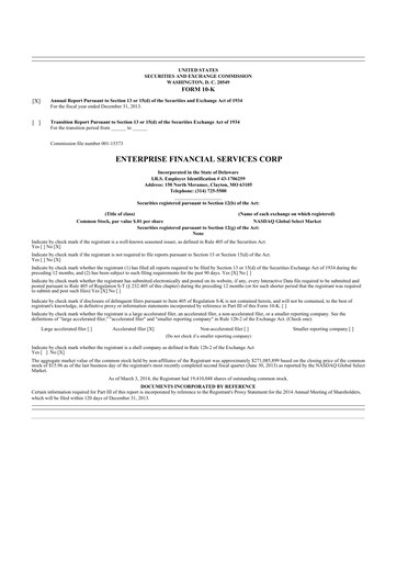 Thumbnail Enterprise Financial Services Corp 10-K Annual Report 2013