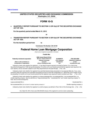Thumbnail Freddie Mac
 10-Q Quarterly Report FY2012 