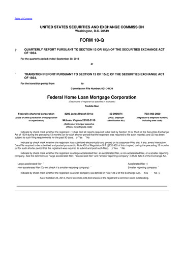 Thumbnail Freddie Mac
 10-Q Quarterly Report FY2013 