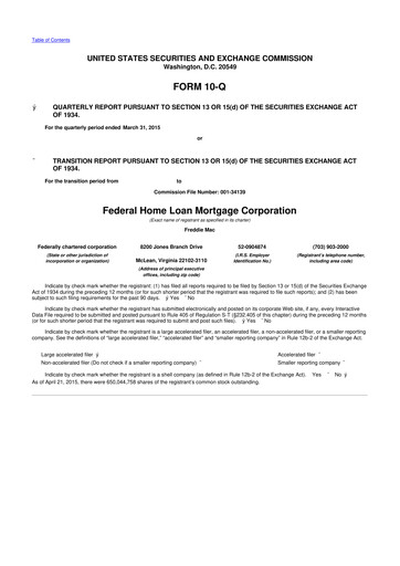 Thumbnail Freddie Mac
 10-Q Quarterly Report FY2015 