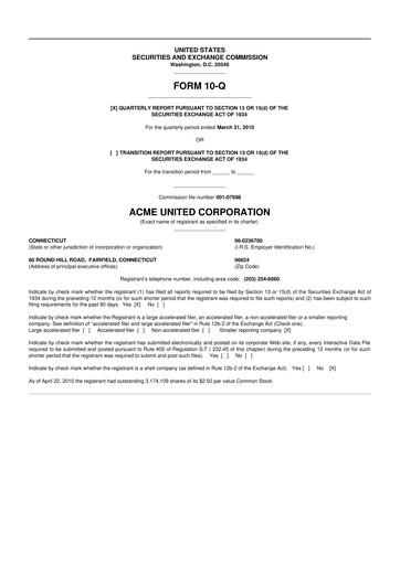 Vorschaubild Acme United 10-Q Quartalsbericht  