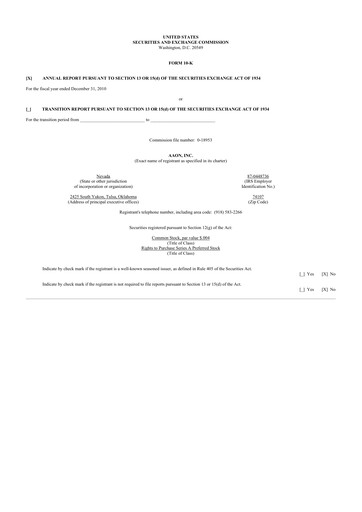 Thumbnail Aaon 10-K Annual Report 