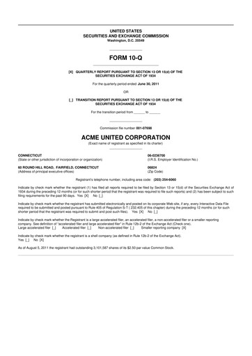 Vorschaubild Acme United 10-Q Quartalsbericht 2011 