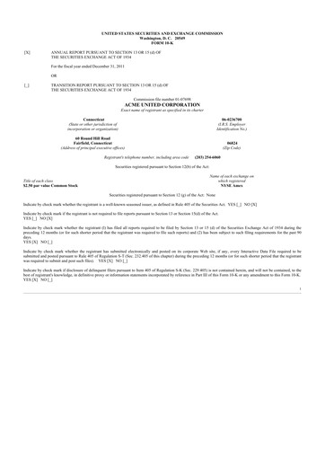 Vorschaubild Acme United 10-K Jahresbericht 2011