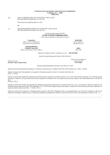 Vorschaubild Acme United 10-K Jahresbericht 2012