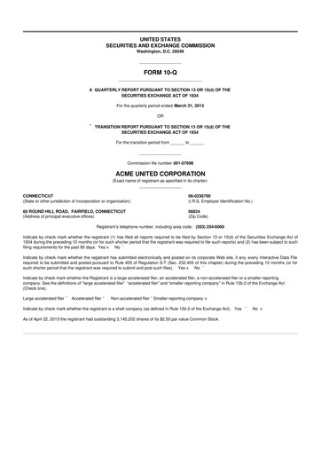 Vorschaubild Acme United 10-Q Quartalsbericht 2013 