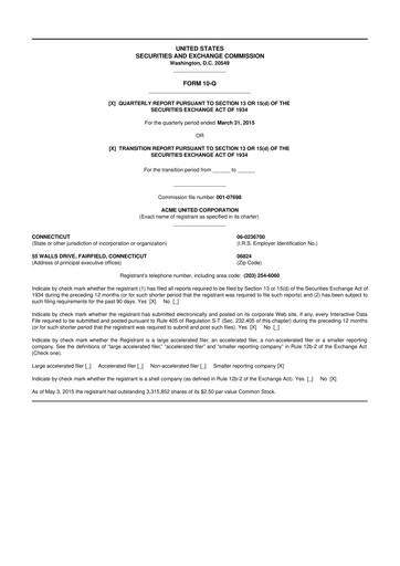 Vorschaubild Acme United 10-Q Quartalsbericht 2015 