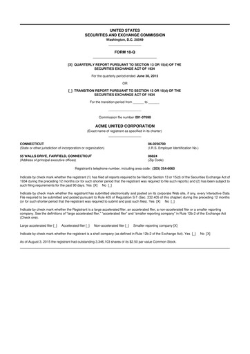 Vorschaubild Acme United 10-Q Quartalsbericht 2015 