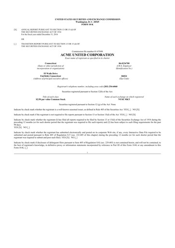 Vorschaubild Acme United 10-K Jahresbericht 2016