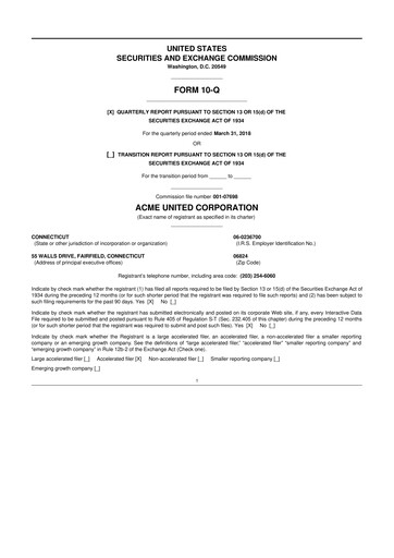 Vorschaubild Acme United 10-Q Quartalsbericht 2018 