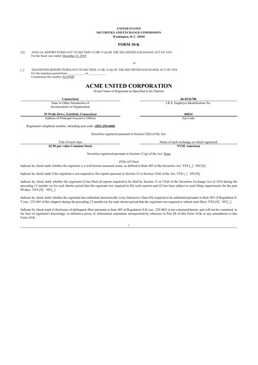 Vorschaubild Acme United 10-K Jahresbericht 2018
