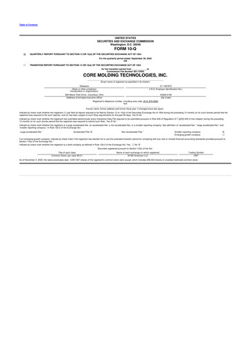 Thumbnail Core Molding Technologies 10-Q Quarterly Report FY2025 