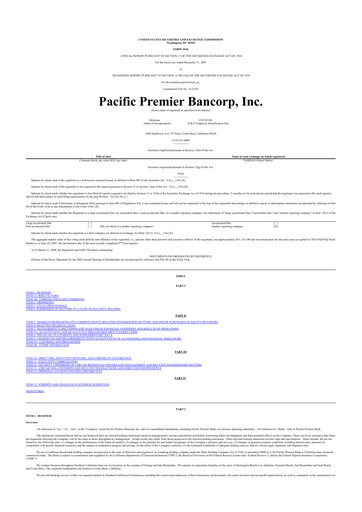 Thumbnail Pacific Premier Bancorp
 10-K Annual Report 