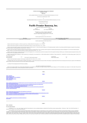 Thumbnail Pacific Premier Bancorp
 10-K Annual Report 
