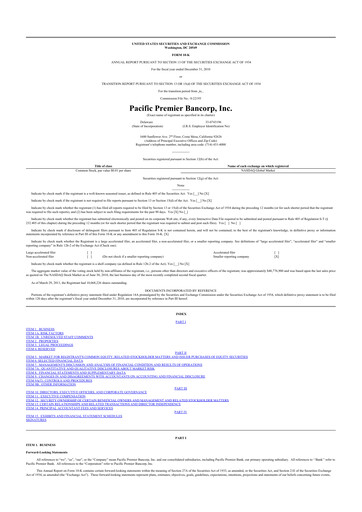 Thumbnail Pacific Premier Bancorp
 10-K Annual Report 