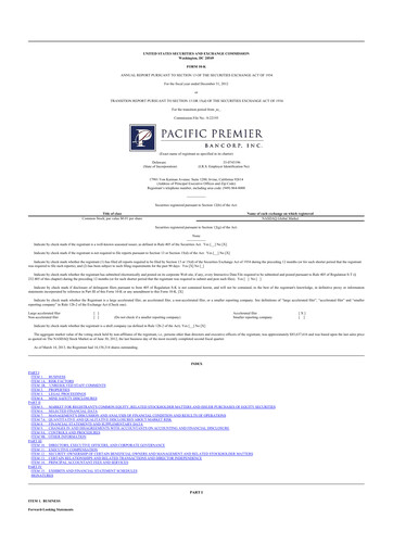 Thumbnail Pacific Premier Bancorp
 10-K Annual Report 