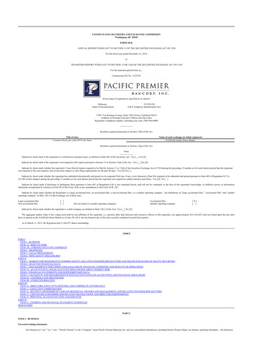 Thumbnail Pacific Premier Bancorp
 10-K Annual Report 2014