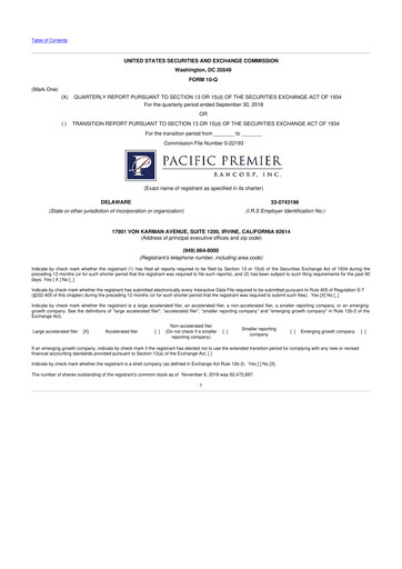 Thumbnail Pacific Premier Bancorp
 10-Q Quarterly Report FY2018 
