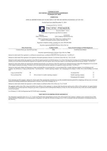 Thumbnail Pacific Premier Bancorp
 10-K Annual Report 2019