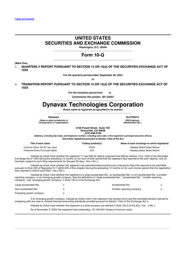Thumbnail Dynavax Technologies
 10-Q Quarterly Report FY2024 