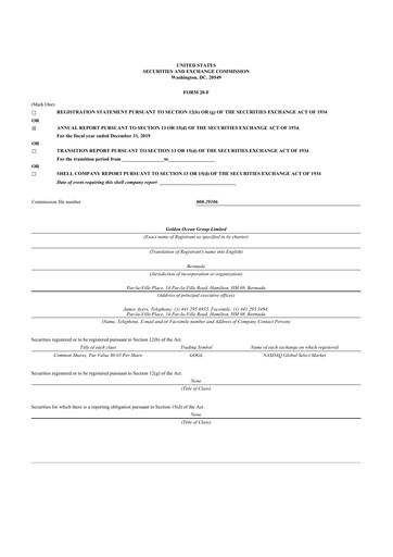 Thumbnail Golden Ocean Group 20-F Annual Report 2019