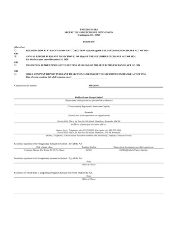 Thumbnail Golden Ocean Group 20-F Annual Report 2020