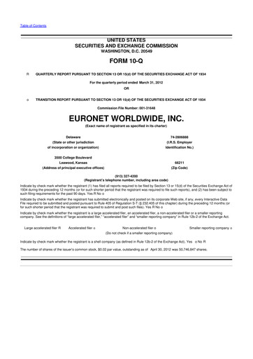 Vorschaubild Euronet Worldwide
 10-Q Quartalsbericht 2012 