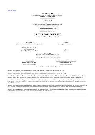 Thumbnail Euronet Worldwide
 10-K Annual Report 2012