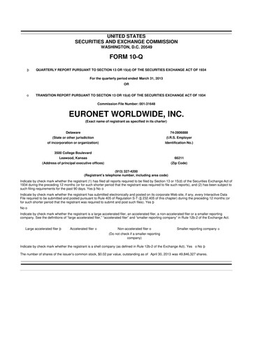 Vorschaubild Euronet Worldwide
 10-Q Quartalsbericht 2013 