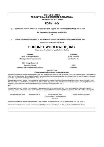 Vorschaubild Euronet Worldwide
 10-Q Quartalsbericht 2013 