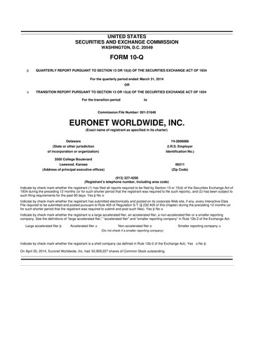 Vorschaubild Euronet Worldwide
 10-Q Quartalsbericht 2014 