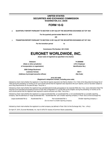 Vorschaubild Euronet Worldwide
 10-Q Quartalsbericht 2015 