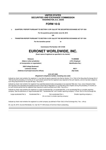 Vorschaubild Euronet Worldwide
 10-Q Quartalsbericht 2015 