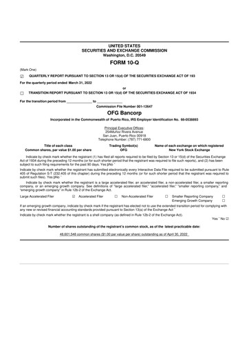 Thumbnail OFG Bancorp
 10-Q Quarterly Report FY 