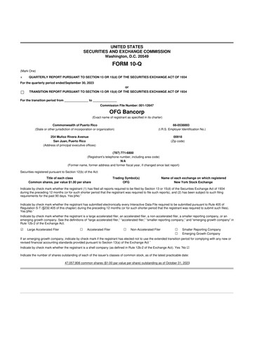 Thumbnail OFG Bancorp
 10-Q Quarterly Report FY 