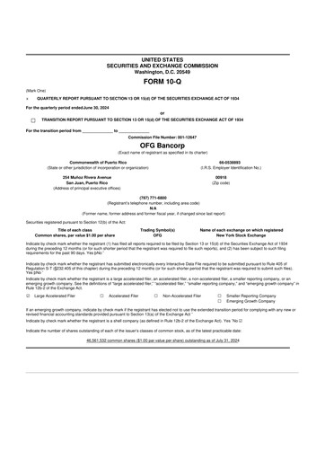 Thumbnail OFG Bancorp
 10-Q Quarterly Report FY 