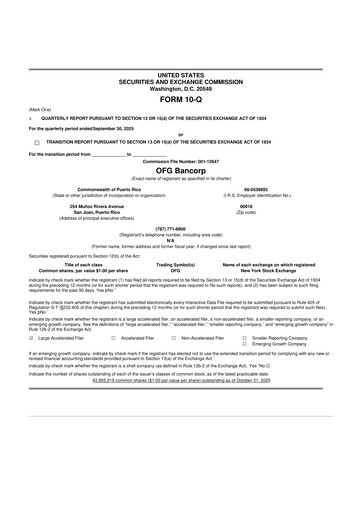 Thumbnail OFG Bancorp
 10-Q Quarterly Report FY 