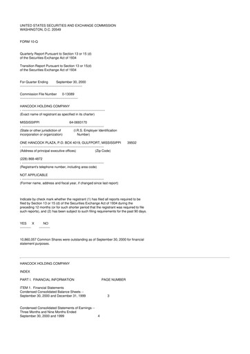 Thumbnail Hancock Whitney 10-Q Quarterly Report FY 
