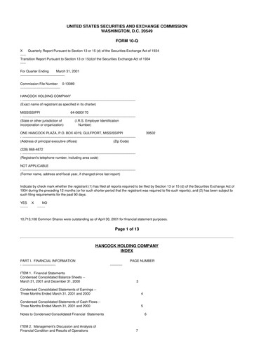 Thumbnail Hancock Whitney 10-Q Quarterly Report FY 