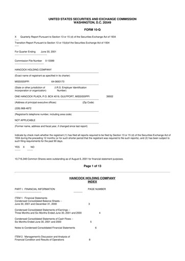 Thumbnail Hancock Whitney 10-Q Quarterly Report FY 