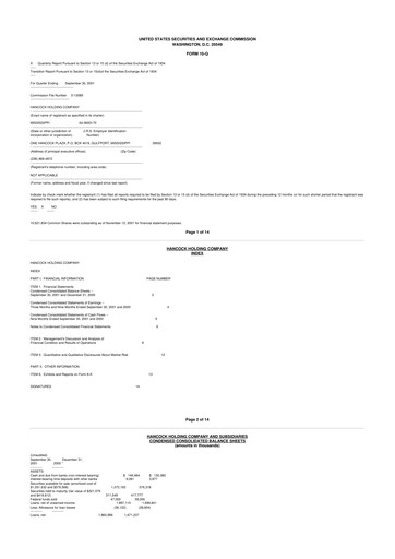 Thumbnail Hancock Whitney 10-Q Quarterly Report FY 