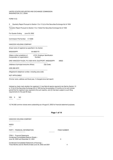 Thumbnail Hancock Whitney 10-Q Quarterly Report FY 