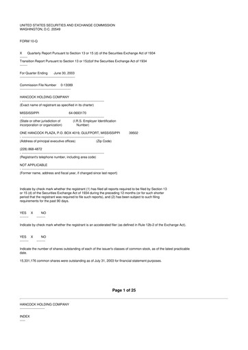 Thumbnail Hancock Whitney 10-Q Quarterly Report FY 