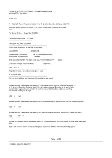 Thumbnail Hancock Whitney 10-Q Quarterly Report FY 