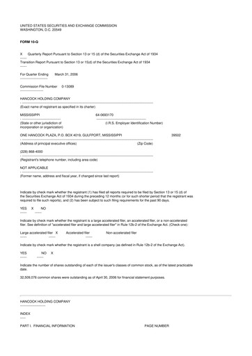 Thumbnail Hancock Whitney 10-Q Quarterly Report FY 