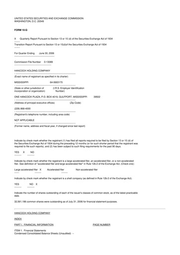 Thumbnail Hancock Whitney 10-Q Quarterly Report FY 